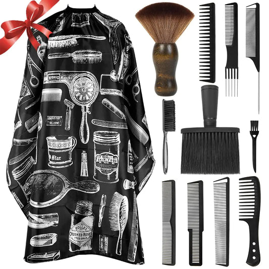 12PCS Hair Cutting Comb Set & Barber Cape