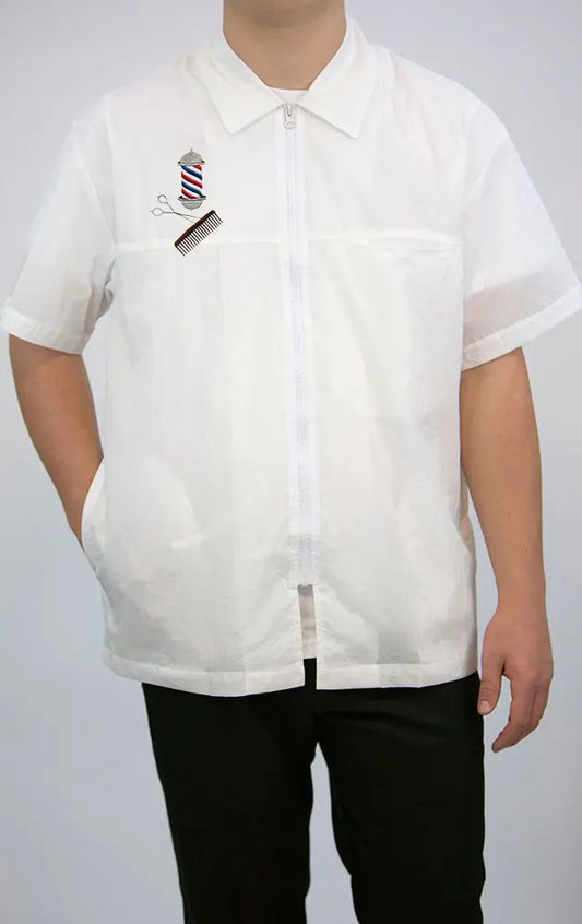 CHARLENE Barber Zip Jacket – White (XL)