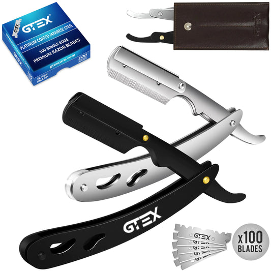 2 Straight Razors for Men with 100 Premium Blades